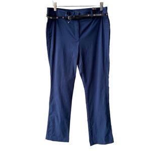 Style & Co Navy Blue Stretch Trouser Leg Pants with Studded Belt Size 8